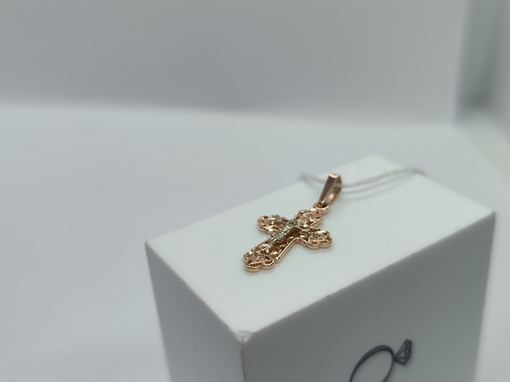 ПОДВЕСКА КРЕСТ С КАМНЯМИ (Au 585)