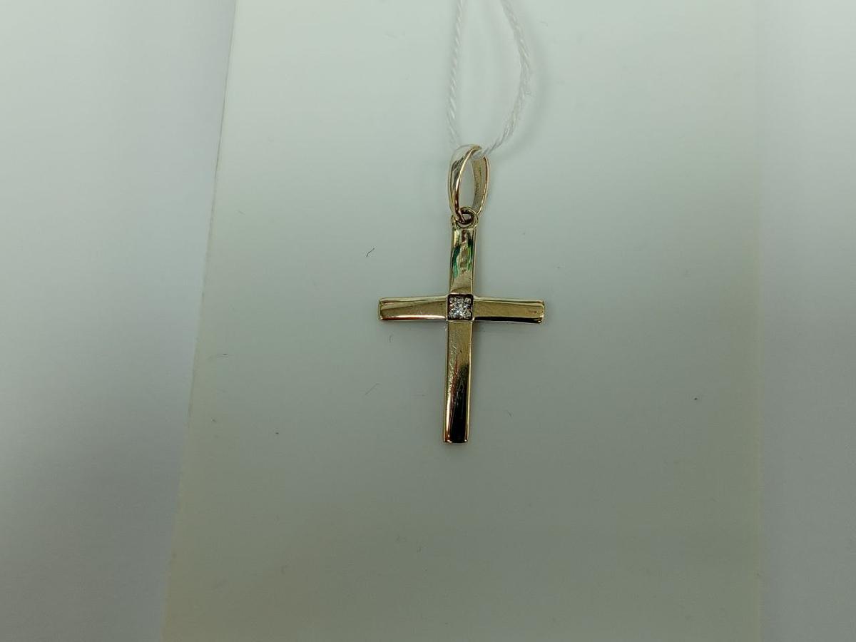 ПОДККИ585 ПОДВЕСКА КРЕСТ С КАМНЕМ (Au 585)
