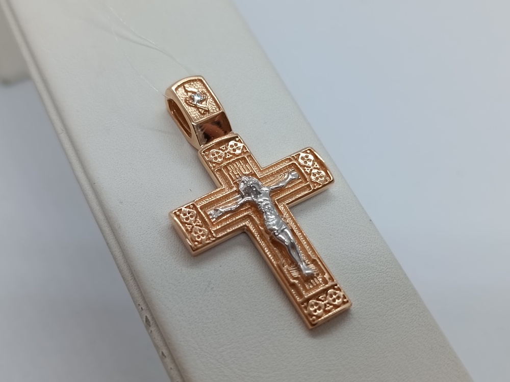 810-00254-10-00-20-00 ПОДВЕСКА КРЕСТ с камнем (Au 585)