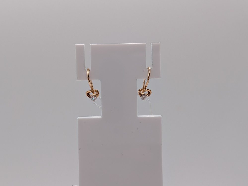 СЕРЬГИ ПЕТЕЛЬКА с камнем (Au 585)