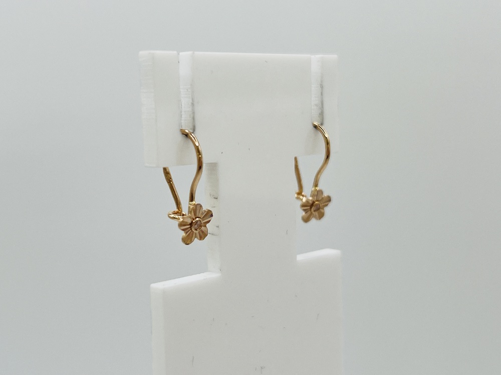 СЕРЬГИ ПЕТЕЛЬКА с камнем (Au 585)