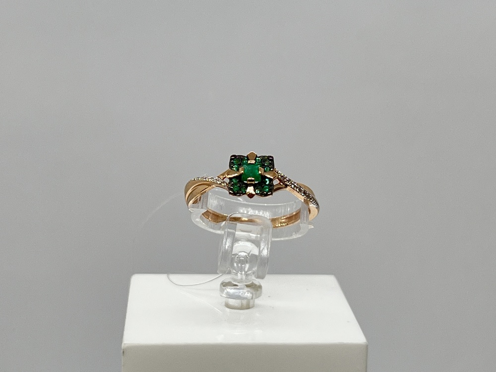 КОЛЬЦО Бриллиант, изумруд (Au 585)