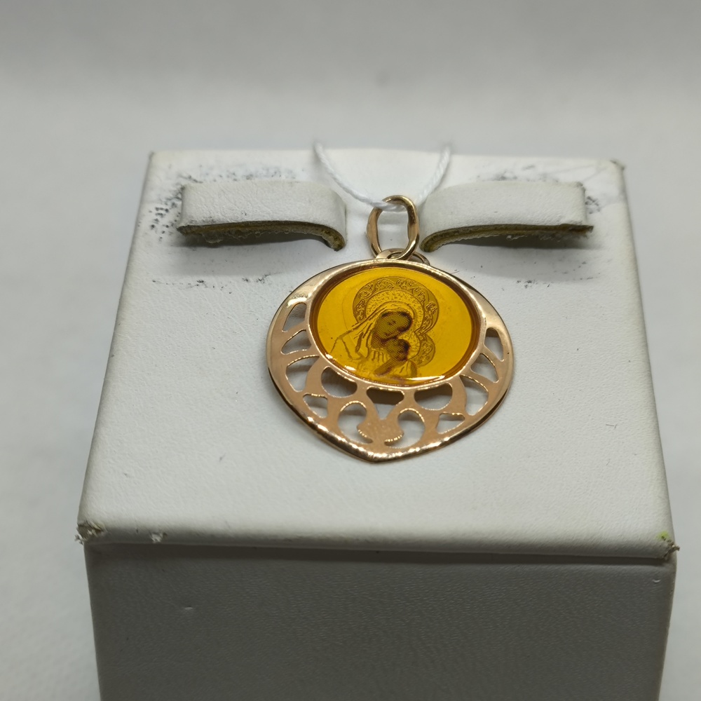 ПОДИКМ585 ПОДВЕСКА ИКОНА С КАМНЕМ (Au 585)