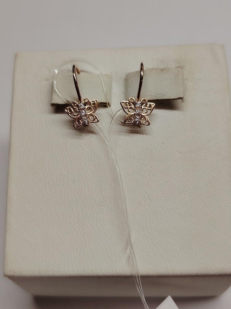 СЕРЬГИ ПЕТЕЛЬКА с камнями (Au 585)