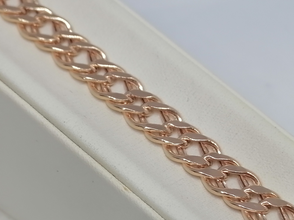 7120154П-22 БРАСЛЕТ ПУСТОТЕЛЫЙ Ромб двойной (Au 585)