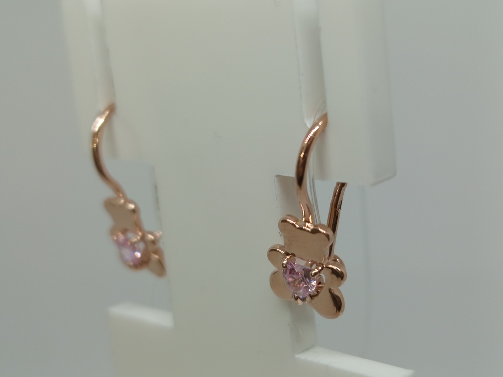 СЕРЬГИ ПЕТЕЛЬКА с камнем (Au 585)