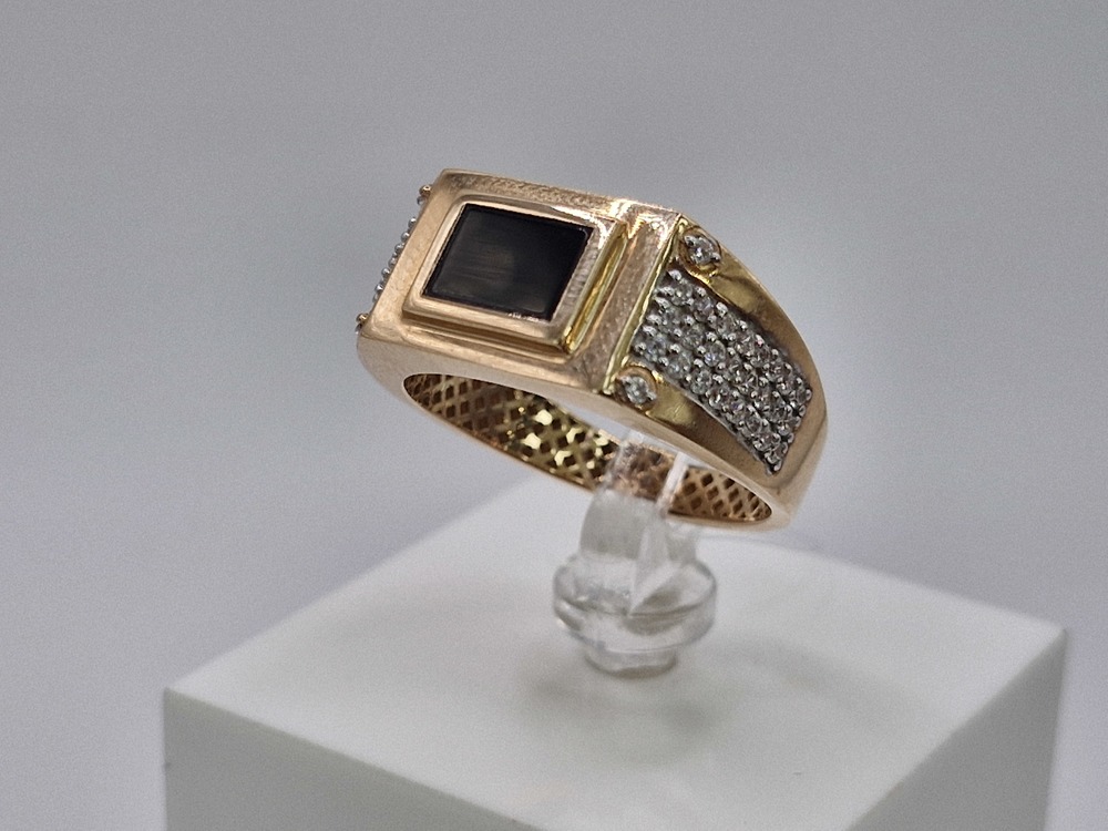 КОЛЬЦО ПЕЧАТКА с камнями (Au 585)