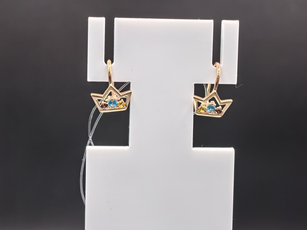 СЕРЬГИ ПЕТЕЛЬКА с камнями (Au 585)