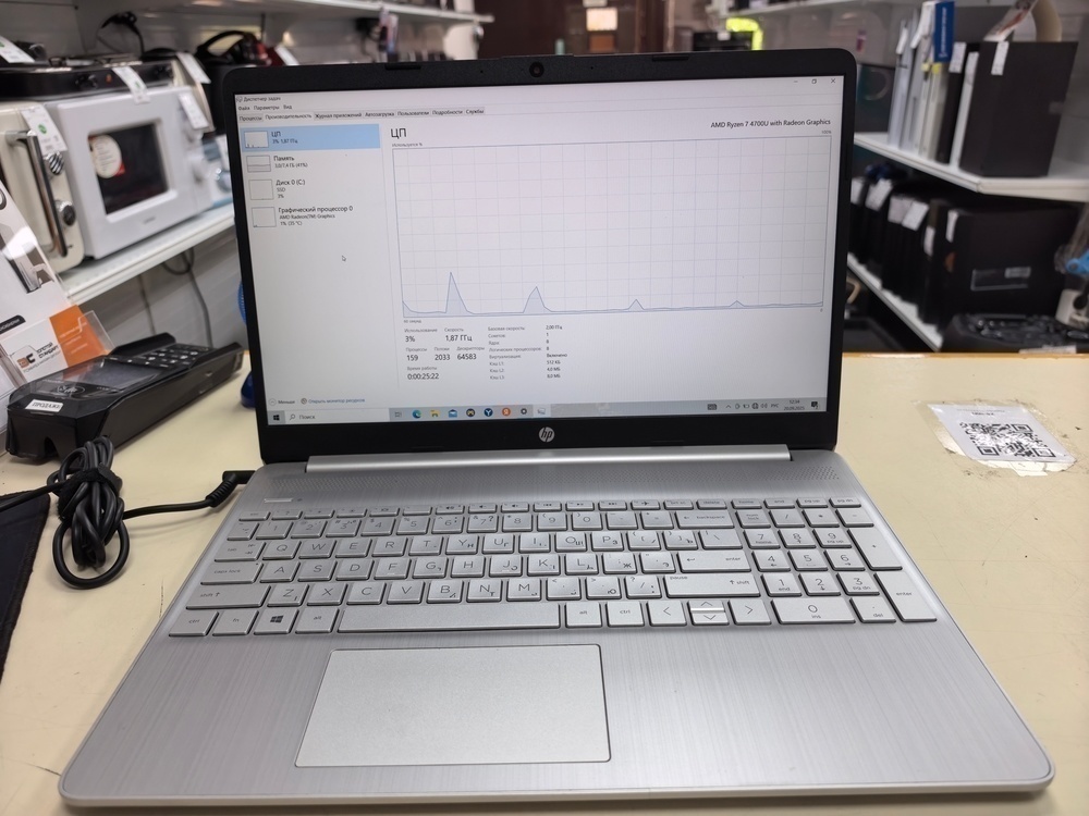 Ноутбук HP 15s-er1004au; Ryzen 7 4700U, AMD Radeon (TM) Graphics, 8 Гб, 500 Гб, Нет