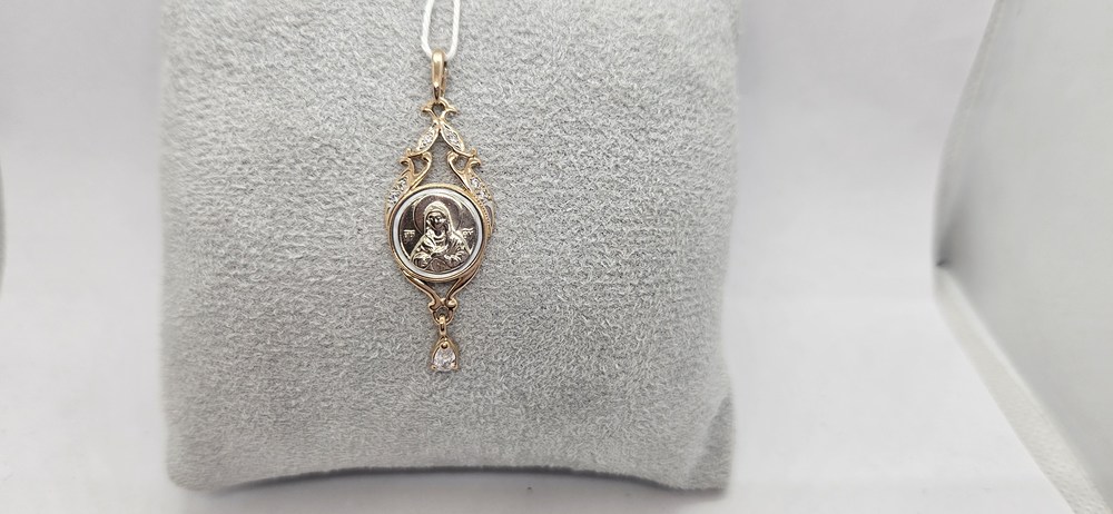 ПОДИКИ585 ПОДВЕСКА ИКОНА С КАМНЯМИ (Au 585)