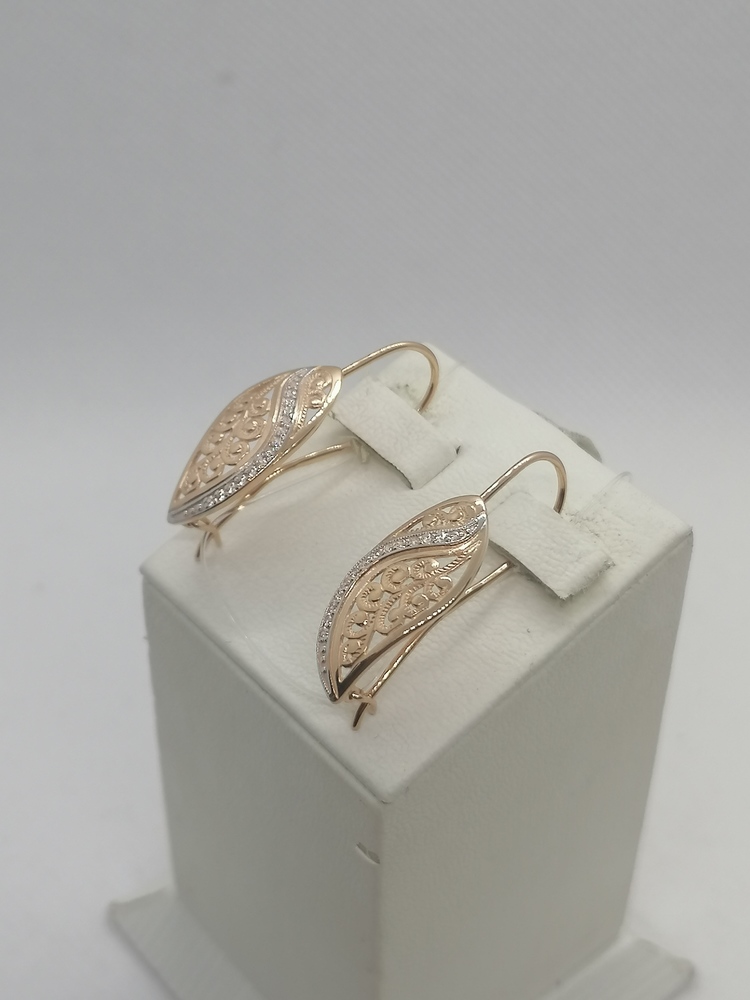 20715 СЕРЬГИ ПЕТЕЛЬКА с камнями (Au 585)