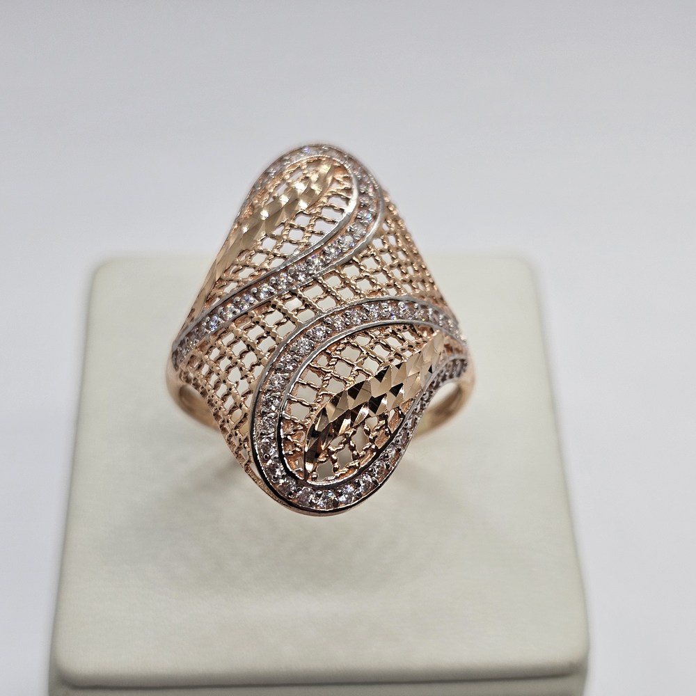 К-232_au КОЛЬЦО С КАМНЯМИ (Au 585)