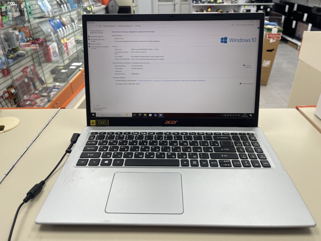 Ноутбук Acer acer aspire 3 a315-34-c9wh; Celeron N4500, Intel HD Graphics 4600, 4 Гб, 256 Гб, Нет