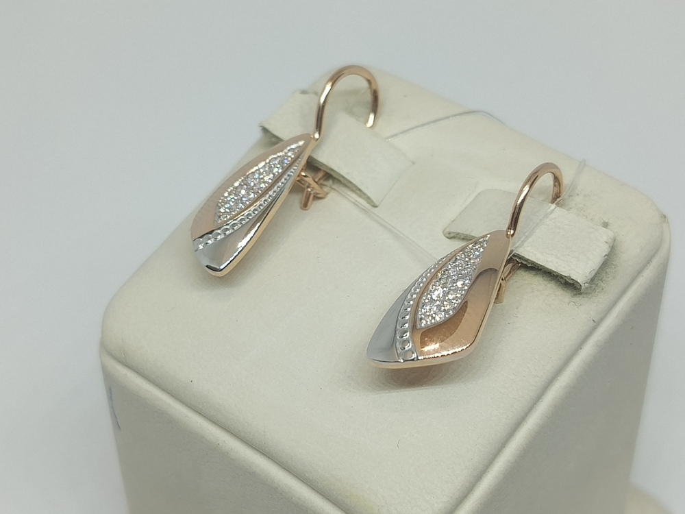 СЕРЬГИ ПЕТЕЛЬКА с камнями (Au 585)