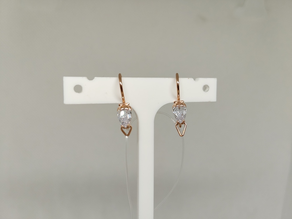 СЕРЬГИ ПЕТЕЛЬКА с камнем (Au 585)