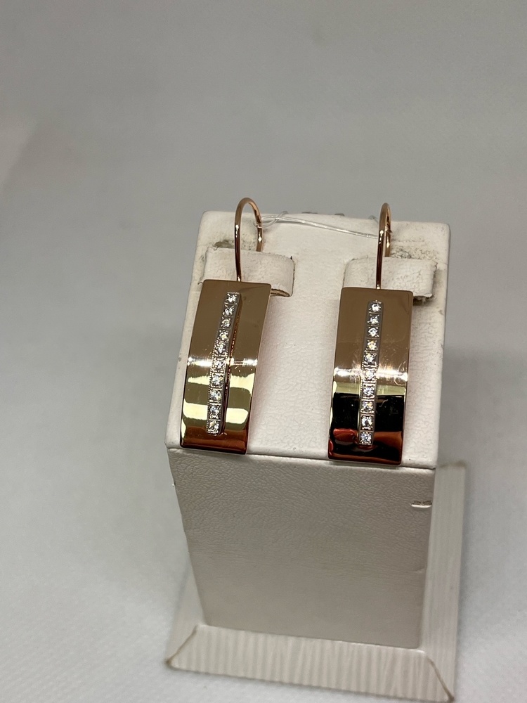 СЕРЬГИ ПЕТЕЛЬКА с камнями (Au 585)