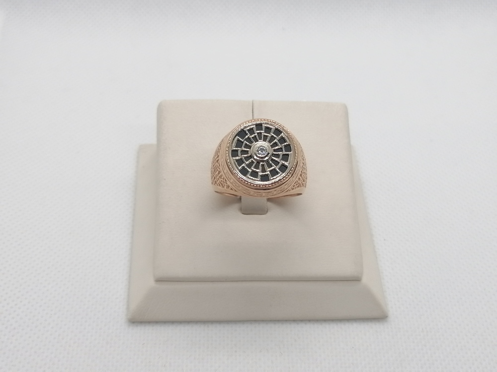 КМ-171/4_з КОЛЬЦО ПЕЧАТКА с камнями (Au 585)