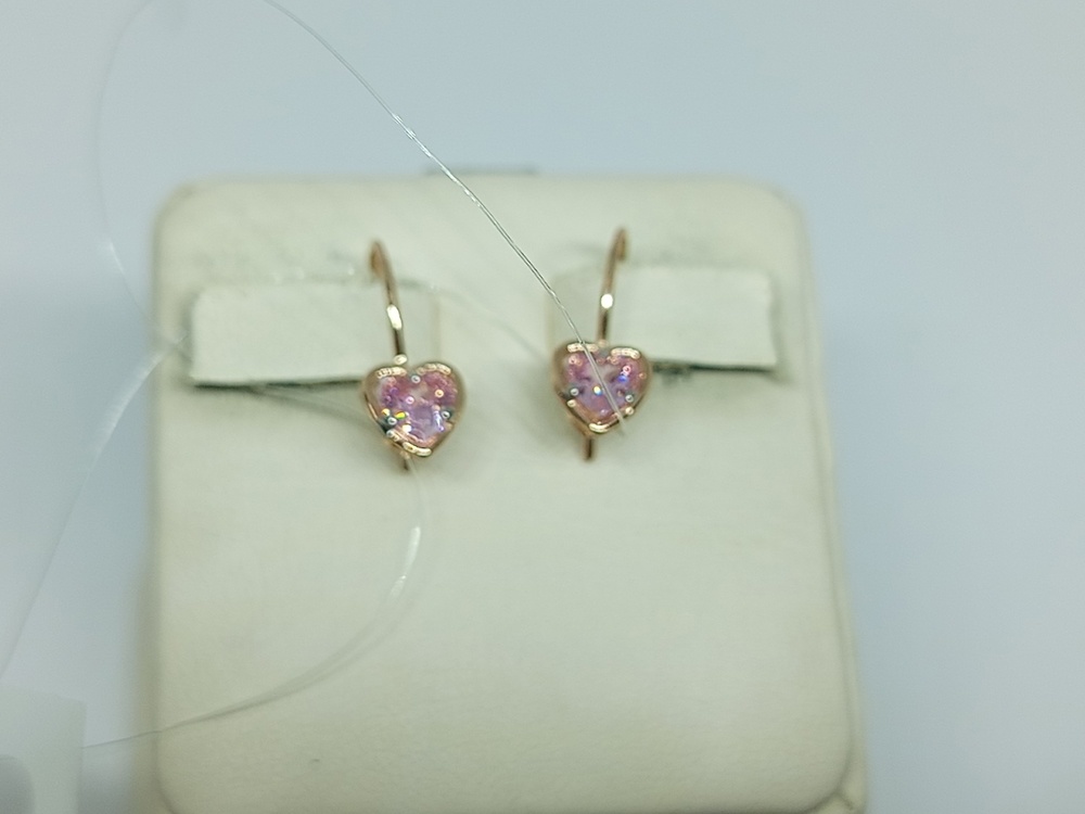 СЕРЬГИ ПЕТЕЛЬКА с камнем (Au 585)