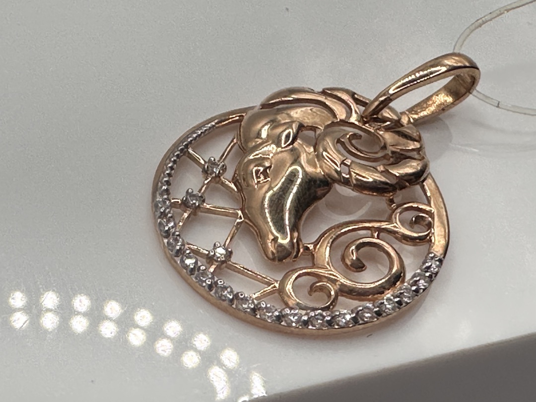 101098-1102 ПОДВЕСКА ЗНАК ЗОДИАКА ОВЕН (Au 585)