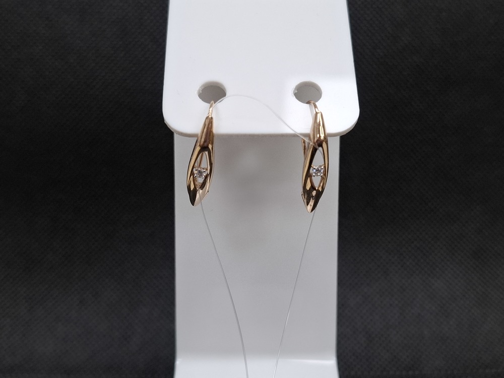 СЕРЬГИ ПЕТЕЛЬКА с камнем (Au 585)