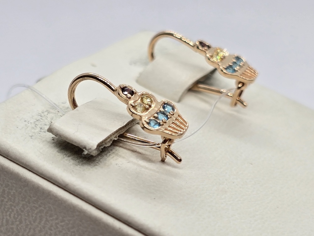 СЕРЬГИ ПЕТЕЛЬКА с камнями (Au 585)