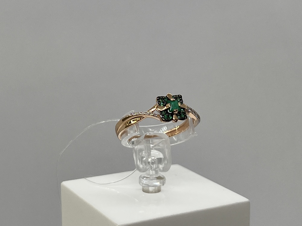 КОЛЬЦО Бриллиант, изумруд (Au 585)