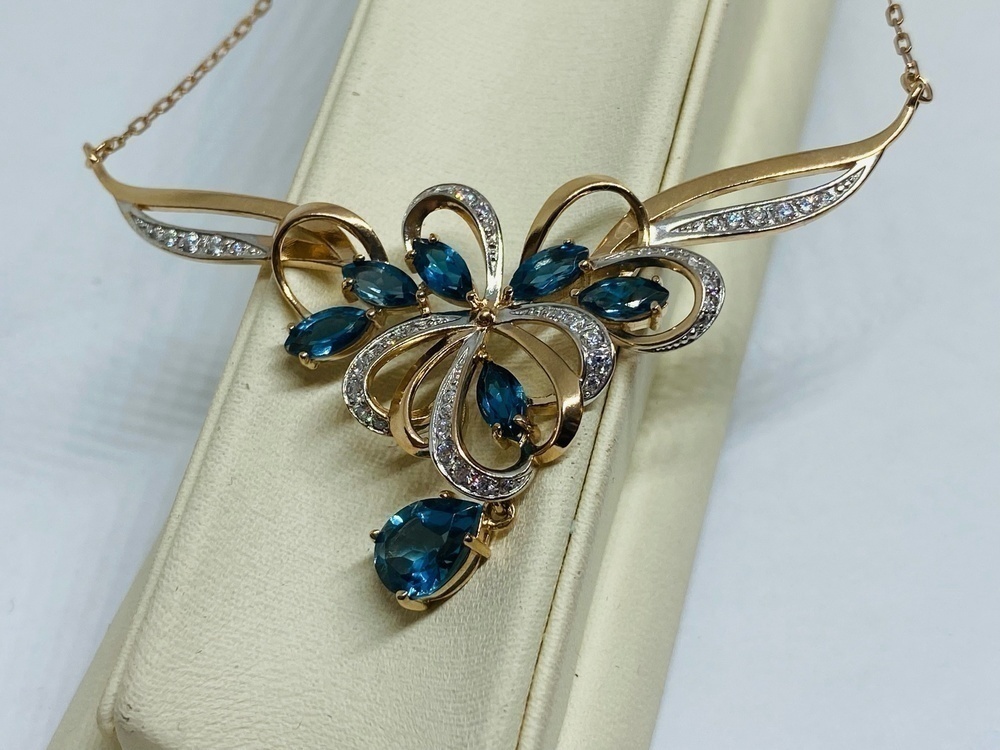 КОЛЬЕ С КАМНЯМИ Au 585