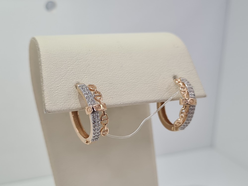 С4928 СЕРЬГИ КОЛЬЦА с камнями (Au 585)