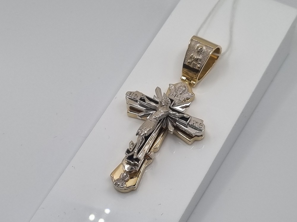 ПОДККИ585 ПОДВЕСКА КРЕСТ С КАМНЕМ (Au 585)