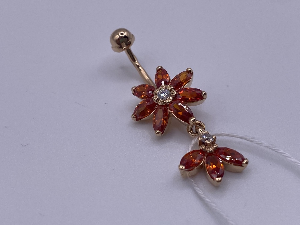 ПИРСИНГ В ПУПОК с камнями (Au 585)