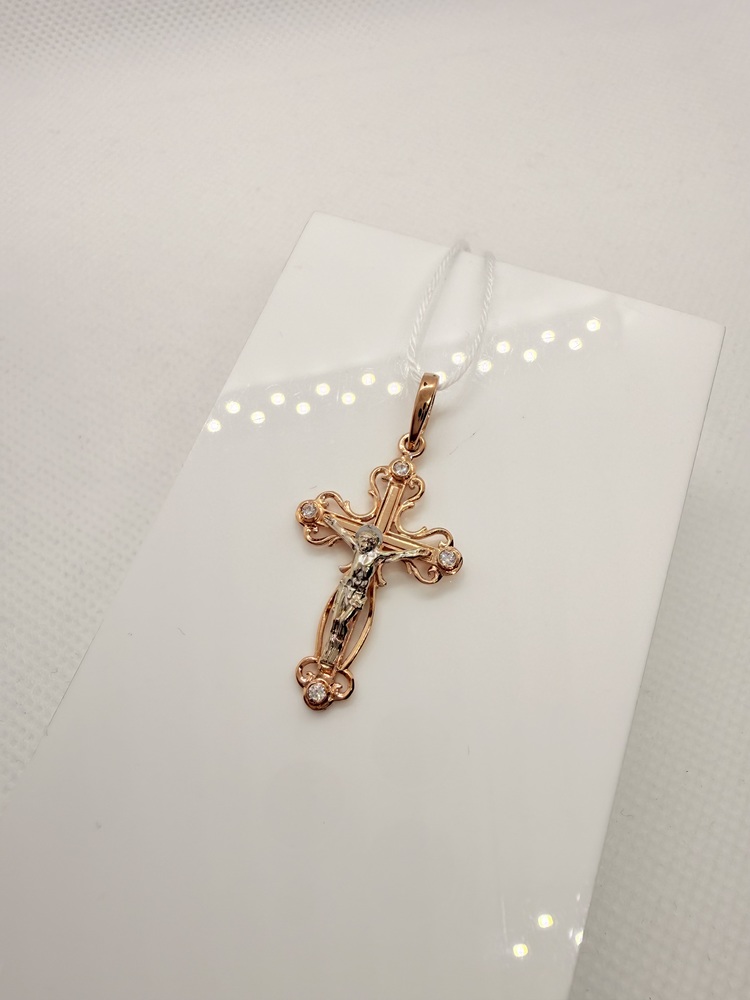 ПОДККИ585 ПОДВЕСКА КРЕСТ С КАМНЯМИ (Au 585)