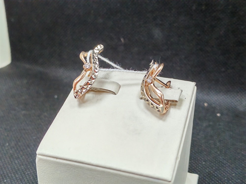 СКМ585 СЕРЬГИ С КАМНЕМ (Au 585)