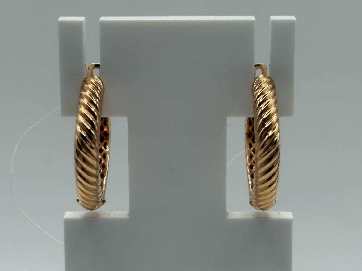 СЕРЬГИ КОНГО Рифленые (Au 585)