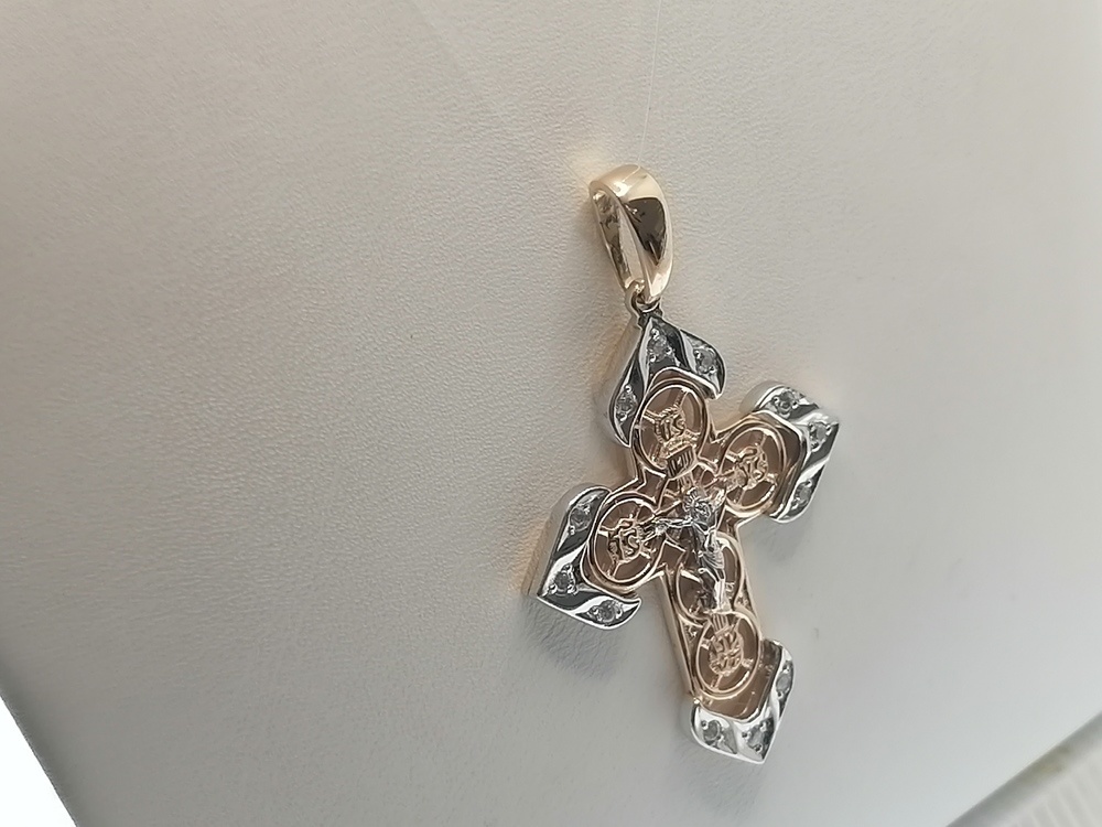 ПОДВЕСКА КРЕСТ с камнями (Au 585)