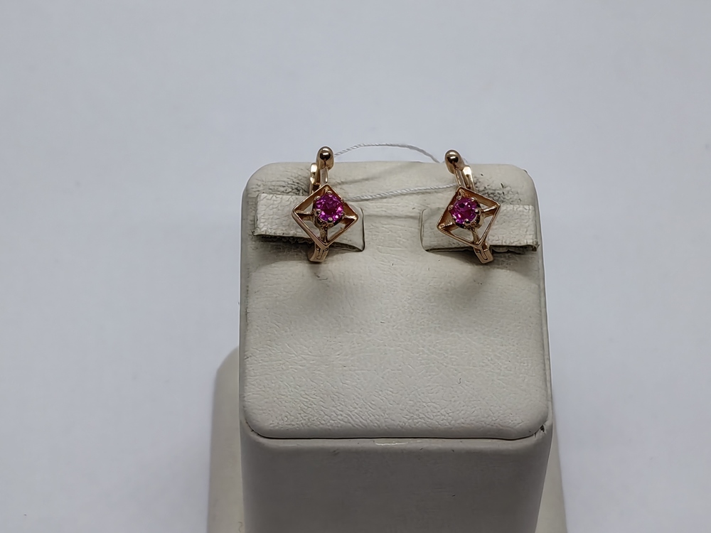 СКМ585 СЕРЬГИ С КАМНЕМ (Au 585)