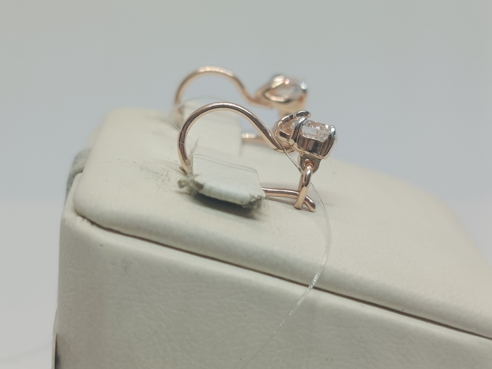 СЕРЬГИ ПЕТЕЛЬКА с камнем (Au 585)