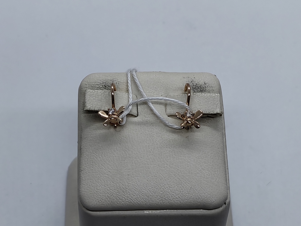 СКМ585 СЕРЬГИ С КАМНЕМ (Au 585)