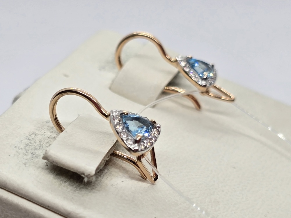 СЕРЬГИ ПЕТЕЛЬКА с камнями (Au 585)