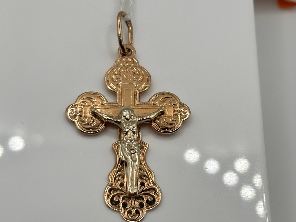 ПОДКБК583 ПОДВЕСКА КРЕСТ БЕЗ КАМНЯ (Au 583)