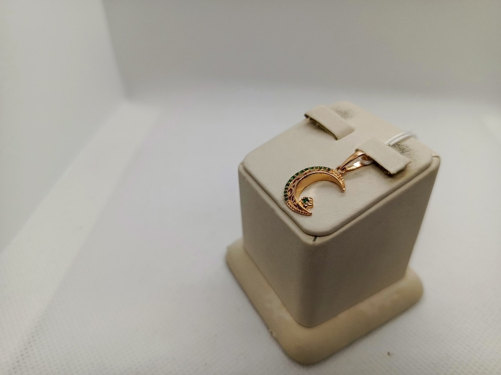 ПОДПКИ585 ПОДВЕСКА ПОЛУМЕСЯЦ С КАМНЯМИ (Au 585)