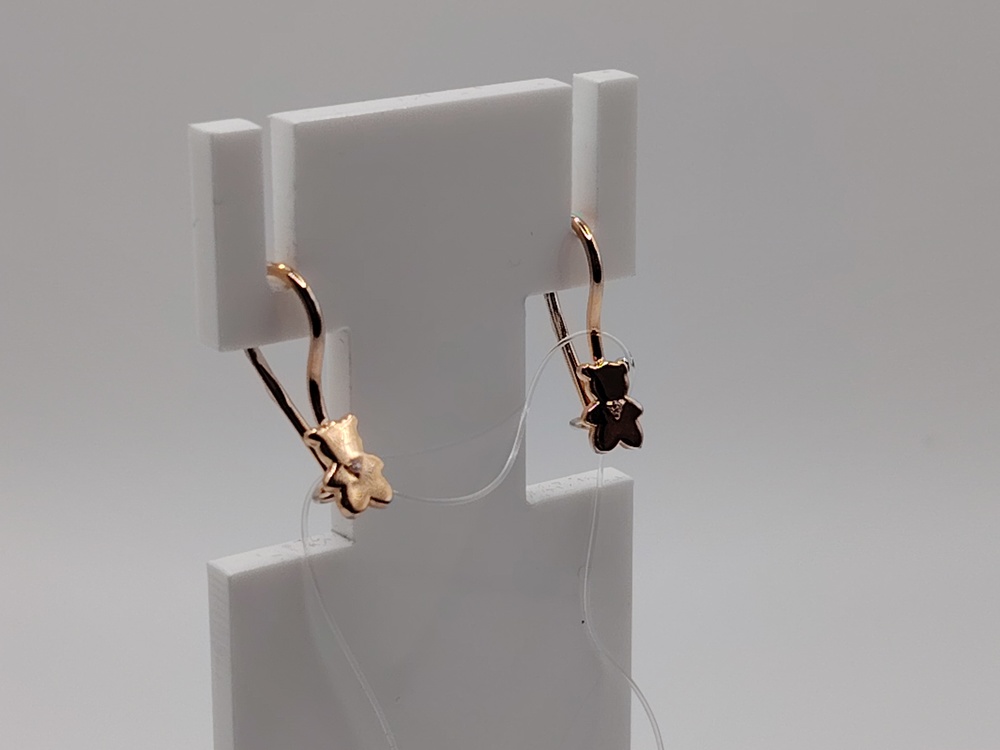 СЕРЬГИ ПЕТЕЛЬКА с камнем (Au 585)