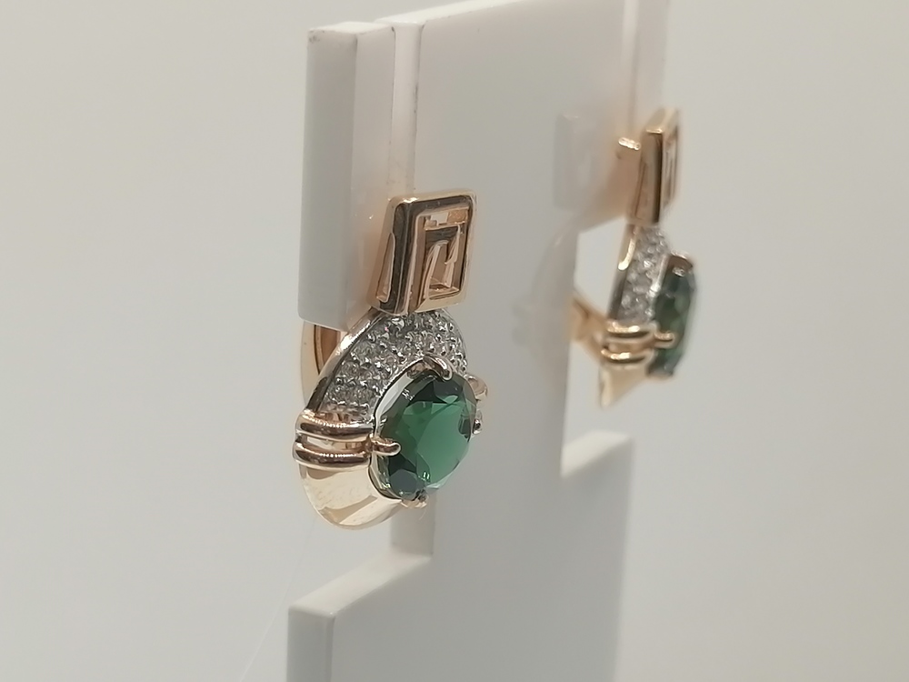 СЕРЬГИ ТУРМАЛИН с камнями (Au 585)