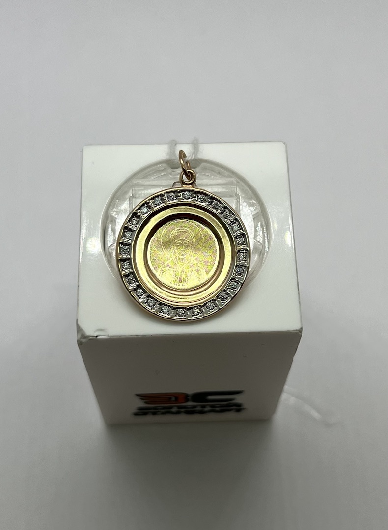 ПОДИКИ585 ПОДВЕСКА ИКОНА С КАМНЯМИ (Au 585)