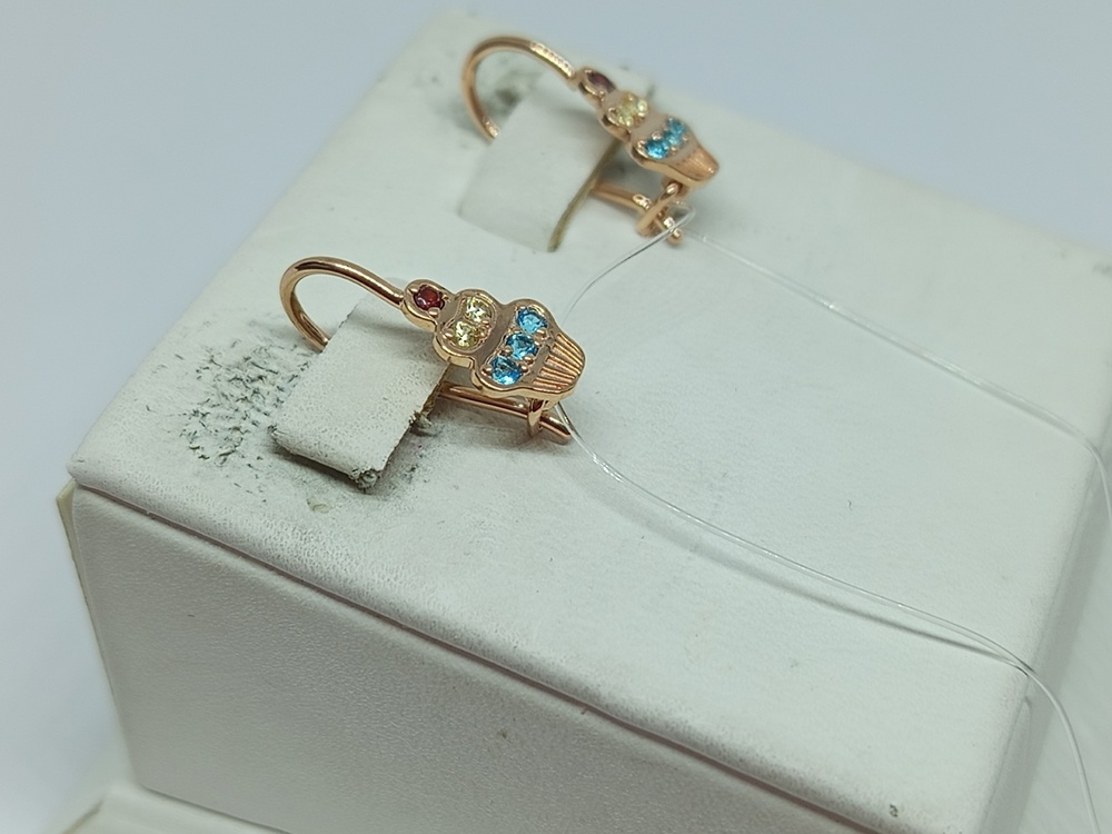 СЕРЬГИ ПЕТЕЛЬКА с камнями (Au 585)