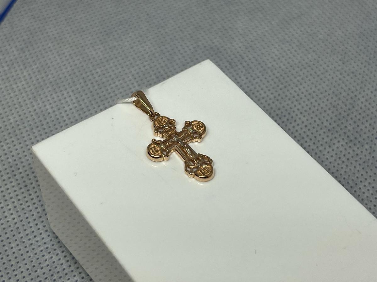 ПОДККИ585 ПОДВЕСКА КРЕСТ С КАМНЯМИ (Au 585)