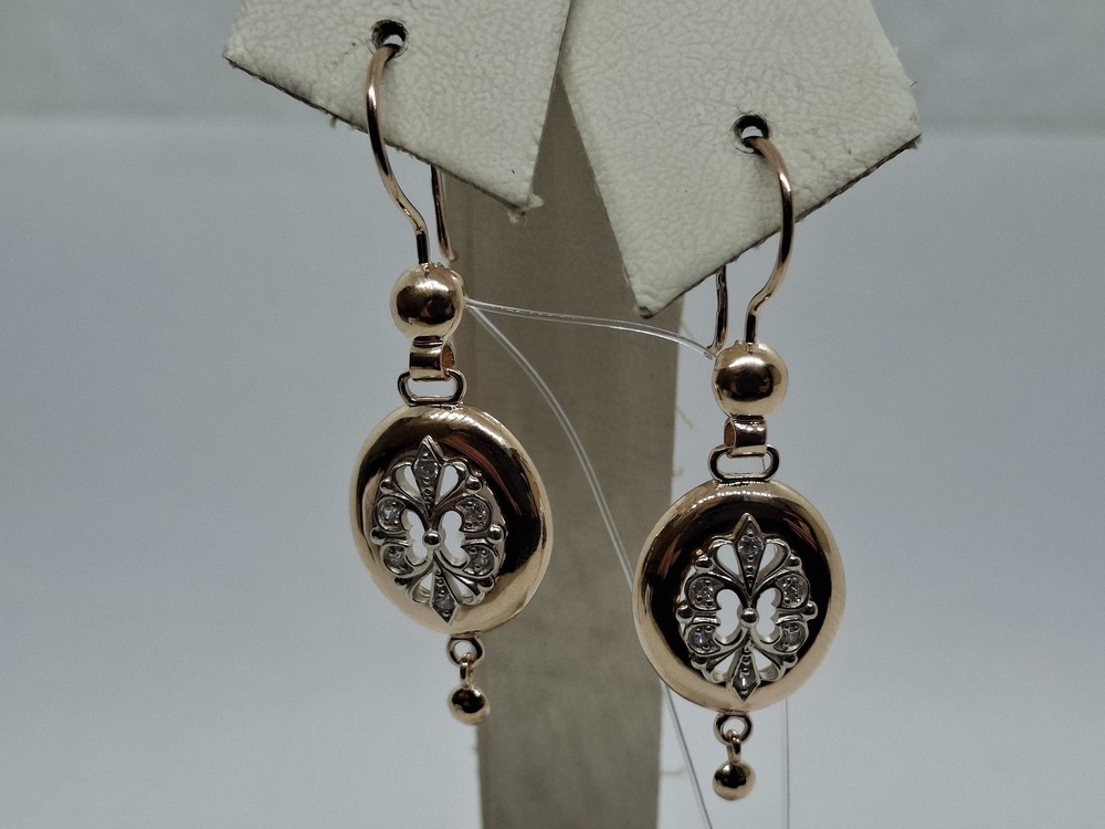 СЕРЬГИ ПЕТЕЛЬКА с камнями (Au 585)