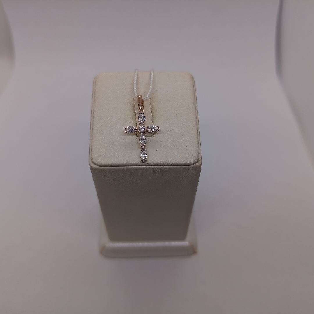 ПОДККИ585 ПОДВЕСКА КРЕСТ С КАМНЯМИ (Au 585)