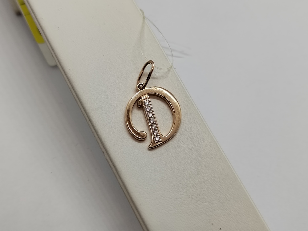 5727 "Д" ПОДВЕСКА БУКВА Д с камнями (Au 585)