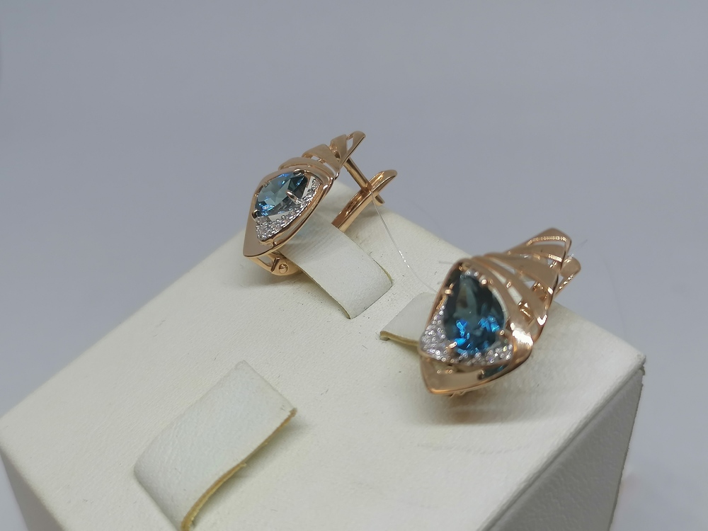 СЕРЬГИ ЛОНДОН-ТОПАЗ с камнями (Au 585)