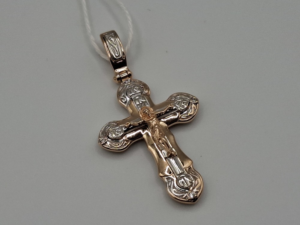 ПОДККИ585 ПОДВЕСКА КРЕСТ С КАМНЯМИ (Au 585)